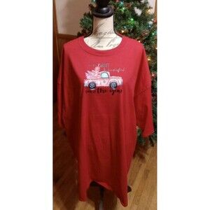 Cute Women's Christmas Handmade Red Beefy SS T-Shirt Sz 3XLT Long Tee Casual New